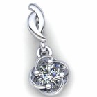 Flower Solitaire Pendant 10K Gold 0.25ctw Round Brilliant Cut Diamond Ladies