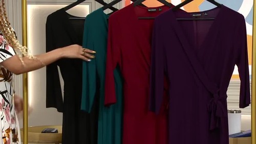 Nina Leonard QVC Faux Wrap Maxi Dress Prune Purple Size Small Petite - Picture 5 of 6