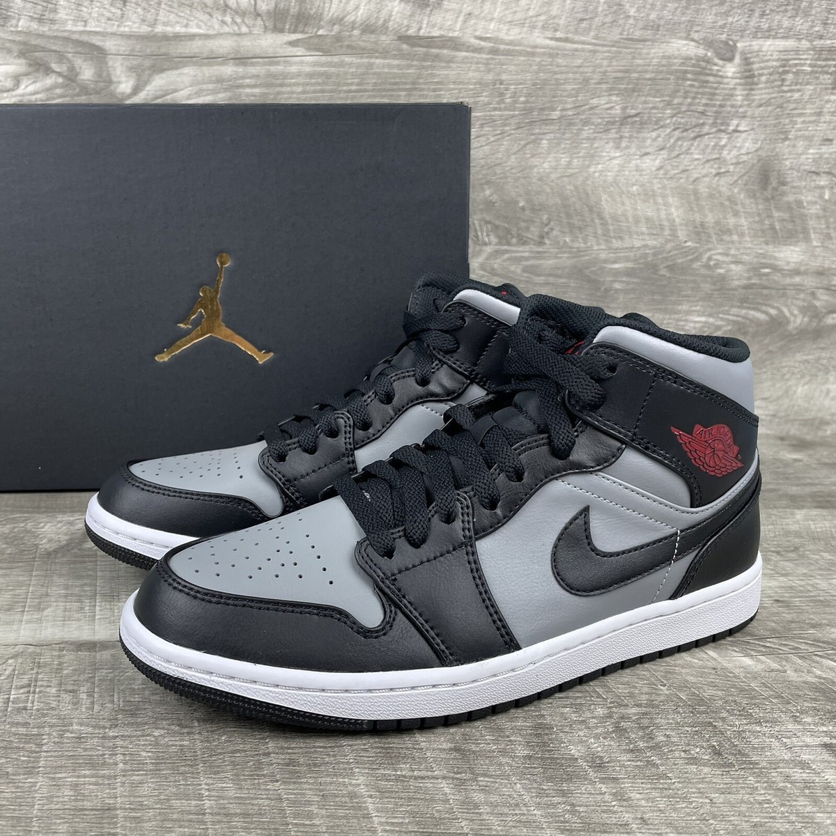 Nike Air Jordan 1 Retro Mid Shadow Grey White Black UK 5 9 10 11