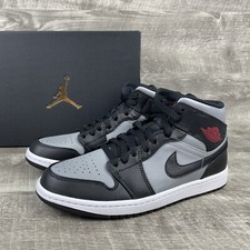 Nike Air Jordan 1 Mid Men Size 8 Shadow Red Black Particle Grey 554724-096