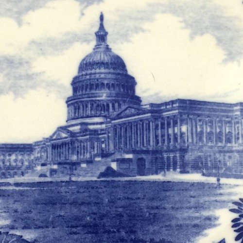 Vintage WEDGWOOD "The Capitol Washington, D.C." 1899 Blue Plate Hairline Crack - Picture 5 of 10