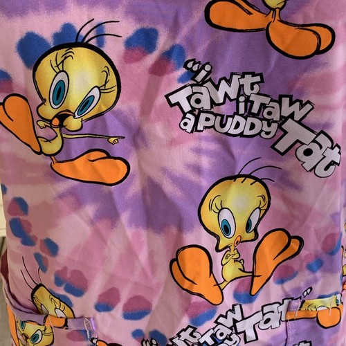 Looney Tunes Scrub Top L Tweety Vogel rosa lila Batik Peelings Krankenschwester Looney - Bild 4 von 6
