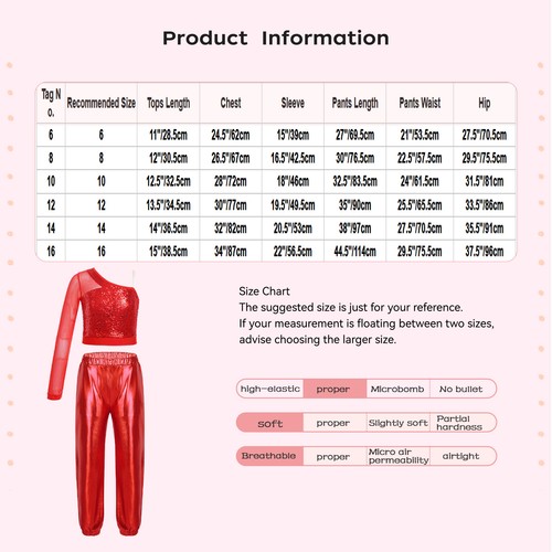 Kids Girl's Dance Outfit Latin Tracksuit Gym Crop Top With Pants Stage Sheer - Picture 12 of 87