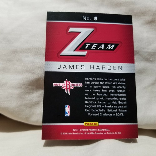 James Harden 2013-14 Panini Pinnacle Z Team Insert Card #9 Houston Rockets Nets - Picture 2 of 2