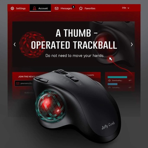 Bluetooth Mouse 2.4G USB Wireless Mice Ergonomic Trackball Mouse For Computer - Picture 5 of 9
