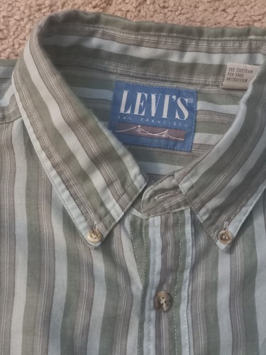 Levis San Francisco XL Mens Long Sleeve Button Striped Western Style Shirt EUC - Picture 6 of 7