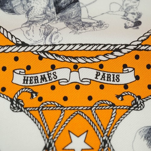 Hermes Maturity Carre 55 Cowgirls Rodeo Orange From JPN FedEx DHL Used From JPN - Picture 2 of 6