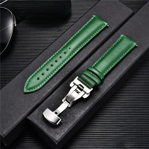 Correa de reloj de cuero suave con hebilla automática de acero inoxidable - Imagen 46 de 48