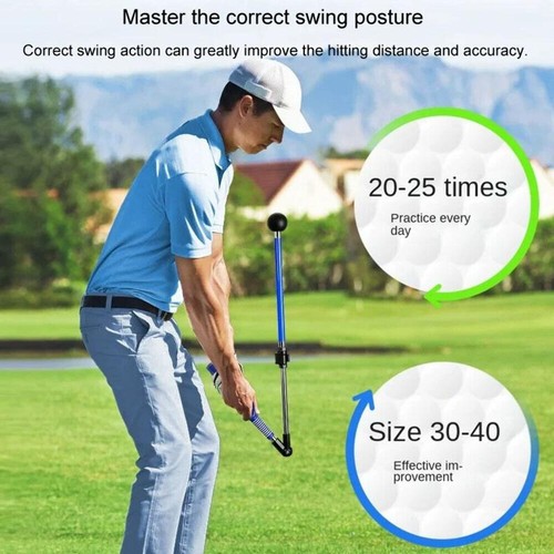 Adjustable Golf Swing Trainer For Beginners - Foldable & Corrective - Blue - Picture 13 of 15