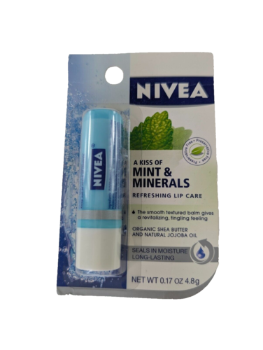 NIVEA A Kiss of Mint & Minerals Refreshing Lip Care 0.17 oz Shea Peppermint RARE - Picture 2 of 2