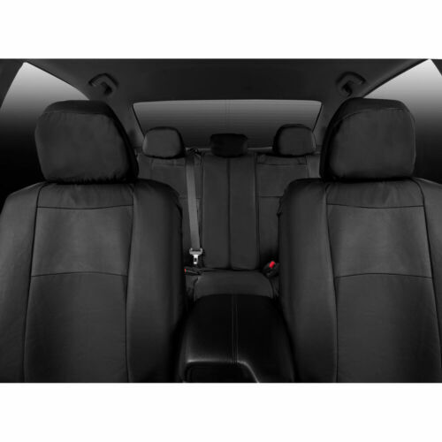 PU Leather Car Seat Covers Full Set with Steering Wheel Cover, Black - Bild 4 von 8
