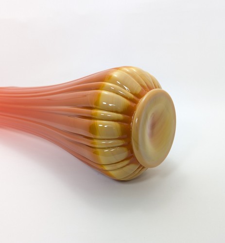 "Florero de vidrio artístico acanalado oscilante naranja agridulce MCM LE Smith vintage 22 3/4"" usado en excelente estado" - Imagen 6 de 12