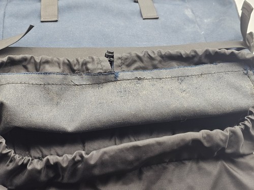 Zaino da trekking Jansport vintage anni 90 patta cover pack pelle blu navy usa - Foto 12 di 14