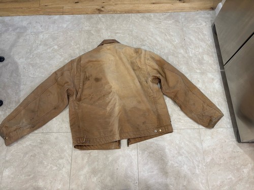 Vintage Carhartt Tan Dearborn Jacket Size 50 Tall Blanket Lined Distressed - Picture 2 of 8