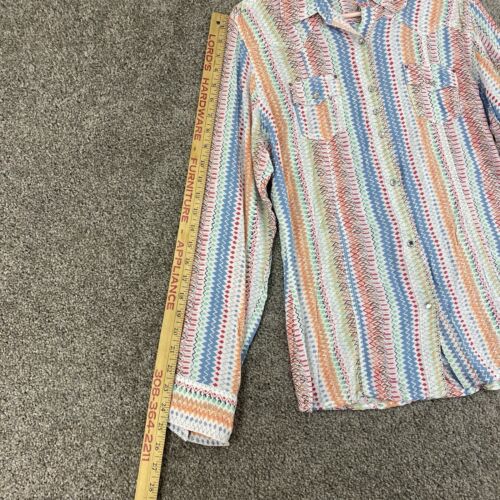 Rock 47 Wrangler Shirt Rhinestone Snap Western Rodeo Womens XL Rayon Multicolor - Picture 3 of 10