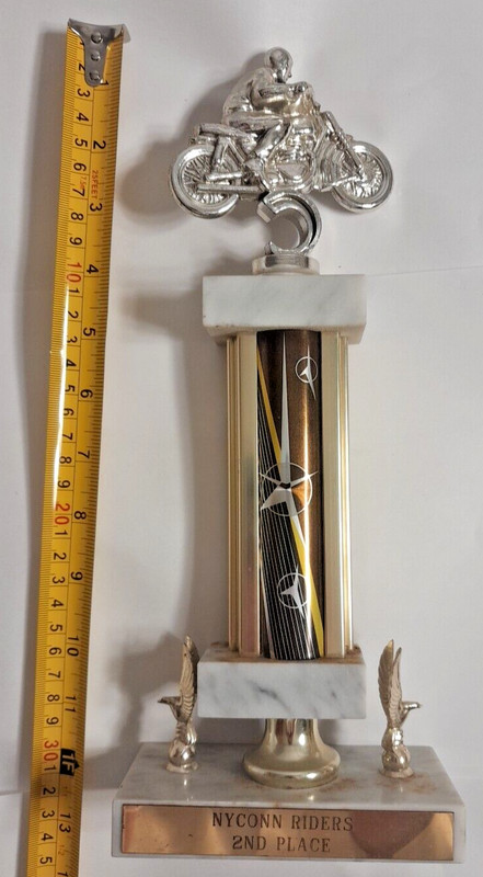 Nyconn Riders 12" 2nd Place Marble Motorcycle Racing Trophy