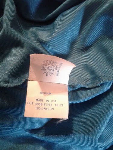 VTG Undercover Wear T5121 Size M Long Teal Nylon Lace Nightgown Butterfly Glam - Picture 6 of 6