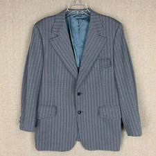 Vintage 1970s Mens Blazer 42S Richman Brothers Gray Herringbone Sport Coat Disco