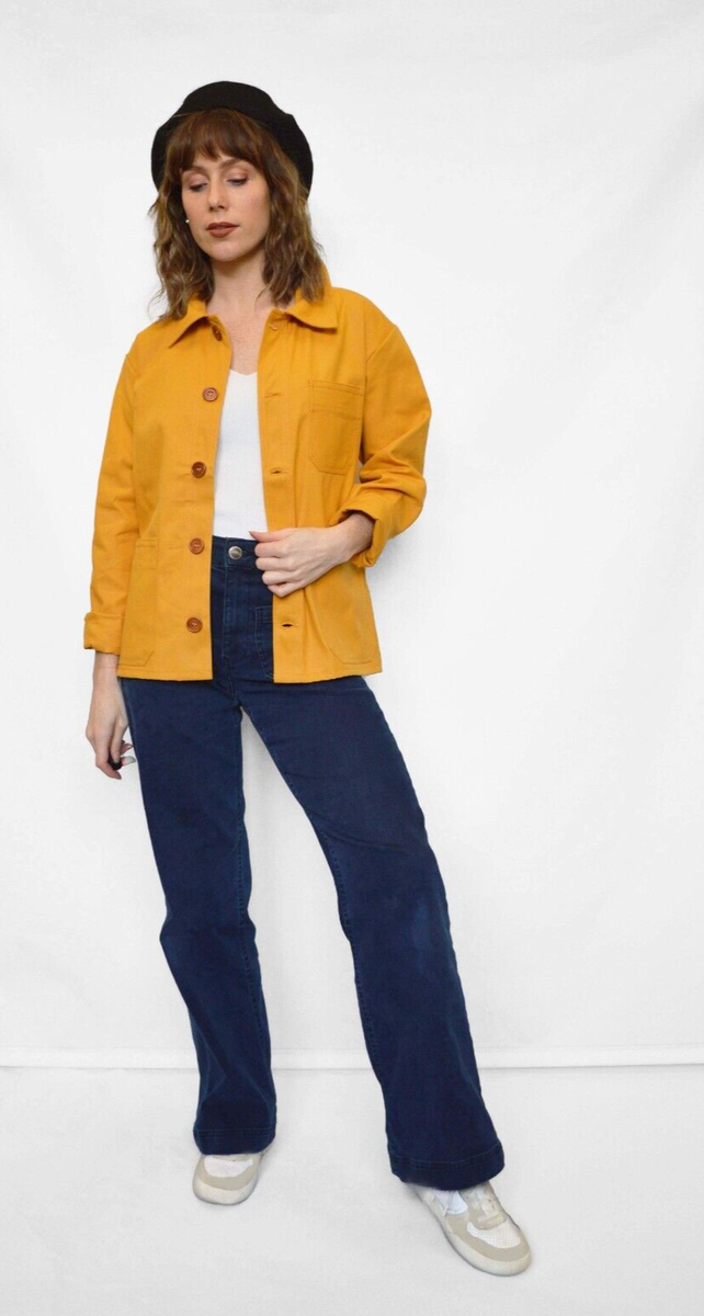 French Workwear Jacket Canvas Cumin Yellow - Chore Jacket French Workwear Jacket Canvas Cumin Yellow - Chore Jacket