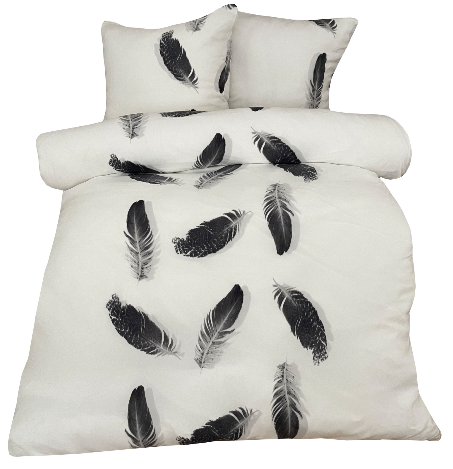Bettwäsche Fleece Weiß Schwarz Feder 135 155 200 220 240 Winter flauschig Set