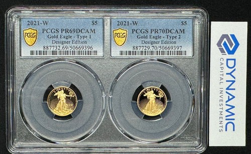 2021 W Gold Eagle Designer Edition 1/10oz PCGS PR70&69DCAM —Hand Signed COA— - Picture 2 of 5