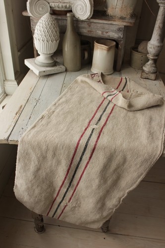 GRAIN SACK hemp grainsack KE linen grain bag BLACK red WASHED PATCHED primitive - Picture 7 of 9