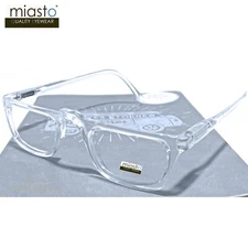 NWT$39.99 MIASTO HALF FRAME 1/2 READING GLASSES~CRYSTAL CLEAR+2.00~SPRING HINGE 