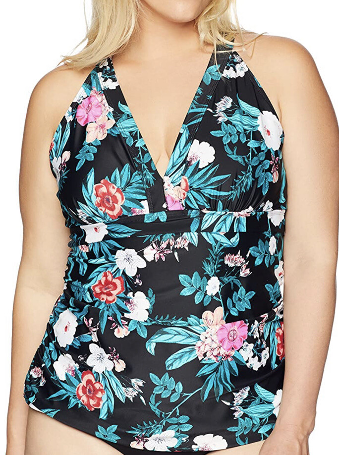 Coastal Blue Tankini Top Swim Suit,Underwire Support Plus Size 1X