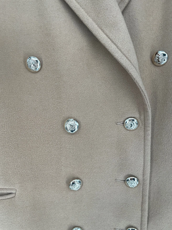 Topshop Talla 10, UK14 Cuello de Piel Abrigo de Invierno Militar Ciudad Chaqueta Larga Tostado Camel Foto 3 de 4