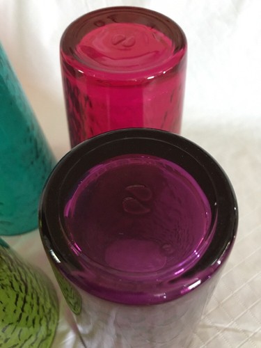 Set of 4 Glass Water Tumblers Colorful Textured Embossed Inside Tall - Picture 8 of 8