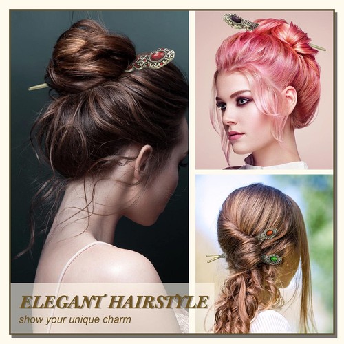 6 Pieces Vintage Rhinestone Hair Sticks Hair Chinese Chopsticks Retro Chignon... - Picture 7 of 7