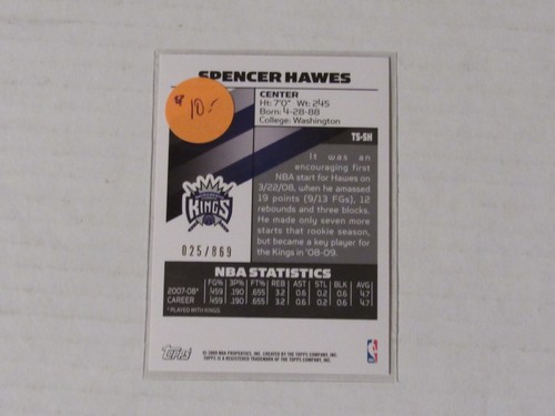 2008 / 09   Topps Signature  Spencer Hawes  #TS-SH     Auto - Picture 2 of 2