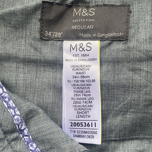 Pantalones para hombre M&S Mark and Spencer Collection talla 34/29 -2 tonos gris cambray x2 - Imagen 11 de 13