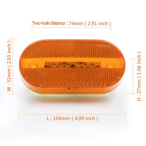 2X Amber 4" x 2" Side marker Light Camper Trailer RV 6LED Clearance Assembly 12V - Imagen 7 de 9