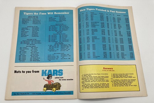 1974 Detroit Tigers Program Al Kaline Last GM Hit #3007 Scored Ex⚾️ - Picture 13 of 21