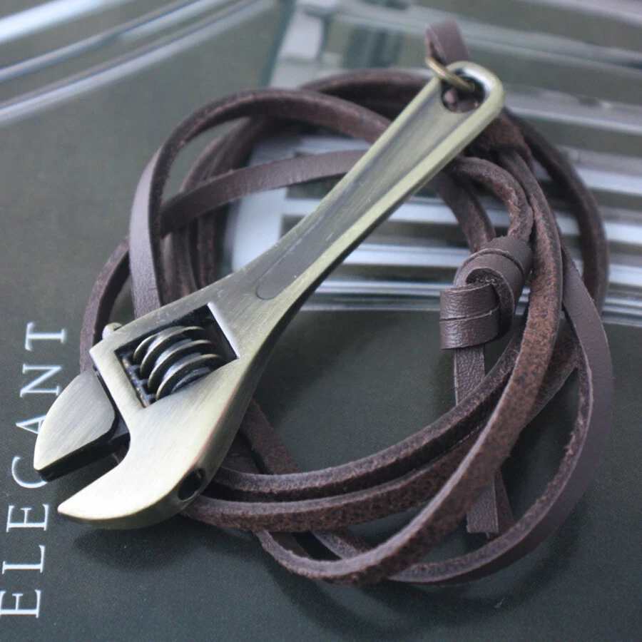 Mini Llave Colgante 26" Collar Cuero Marrón VENDEDOR EE. UU. Foto 4 de 4