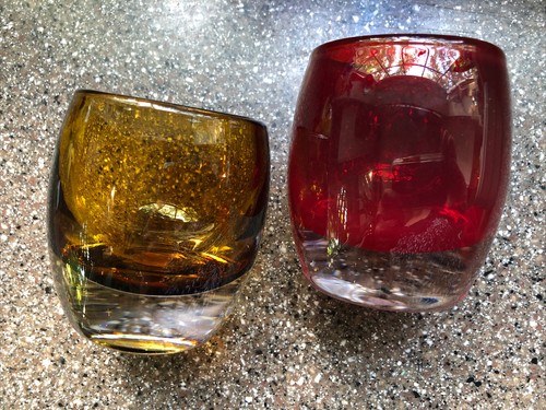 2 CRATE & BARREL Votives DIVA RUBY RED & DIVA TOPAZ CANDLE HOLDERS POLAND Unused - Picture 5 of 6