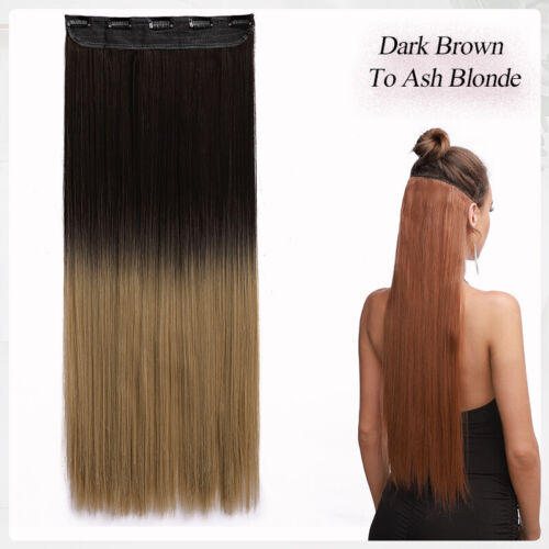 Extra Thick One Piece Real 5 Clip in as Human Hair Extensions 3/4 Full Head Long - Picture 138 of 170