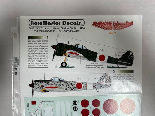 NEU Vintage AeroMaster 48-316 IJAAF Ki-43 Falcons Modellflugzeug 1/48 Aufkleber (VY3) - Bild 3 von 3