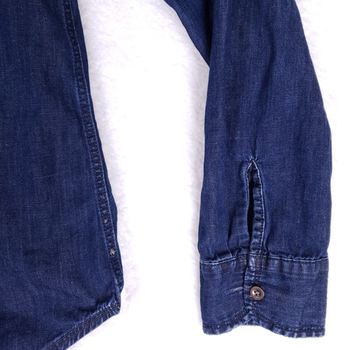 Banana Republic Soft Wash LS Denim Shirt Womens Large Button Front Dark Blue - Picture 3 of 8