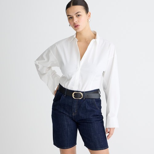 NEU J Crew Damen tailliert schmal Baumwolle Stretch Bluse Shirt Streifen 10 12 $ 98 Neu mit Etikett - Bild 8 von 13