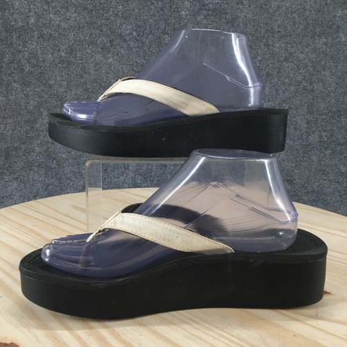 OluKai Sandals Womens 9 Pi'o Lua Wedge Thong White Toe Post Slip On Casual - Picture 2 of 19