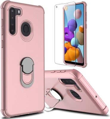 Galaxy A12 Case w/ Soft TPU Screen Protector Ring Holder Kickstand