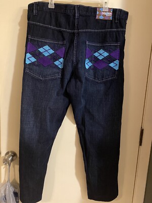 Vintage Mens Designer Evolution In Design Embroidered Jeans Size 40 X ...