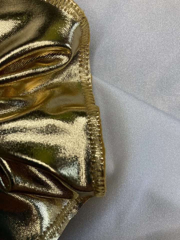 Handmade Scrunchie New Hair Tie Metallic Gold Spandex. Size: Large. - Image 2 of 2