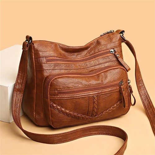 Carteras y bolsos de mano de lujo de cuero suave vintage 2024 bolso de alta calidad para mujer De - Imagen 16 de 21