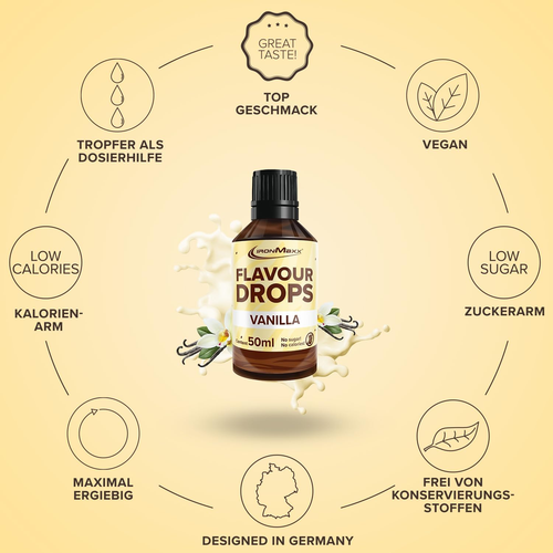 Ironmaxx Flavour Drops - Vanille 50Ml | Kalorienfrei & Zuckerfrei | Vegane Aroma - Bild 5 von 12