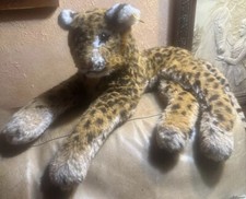 Steiff Leopard Plush Stuffed Animal West Germany Button Big Cat 18 Inch Vintage