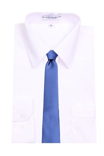 Boy's - Blue Solid Satin Necktie for School Weddings Formals - NWT - Picture 2 of 2