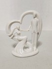 "Take My Hand" Romantic Bride & Groom Heart Porcelain Wedding Cake Topper Statue